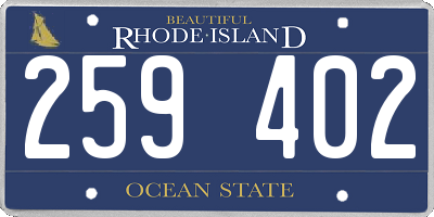 RI license plate 259402