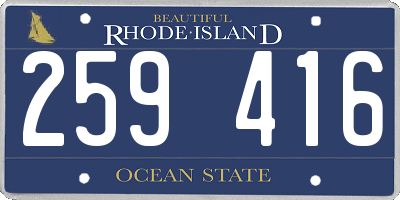 RI license plate 259416
