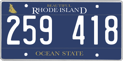 RI license plate 259418