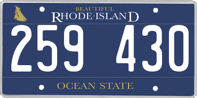 RI license plate 259430