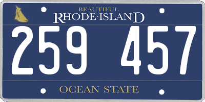 RI license plate 259457