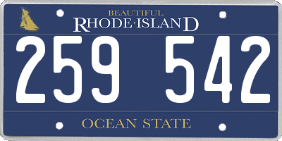 RI license plate 259542