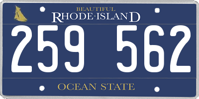 RI license plate 259562