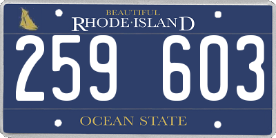 RI license plate 259603