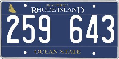 RI license plate 259643