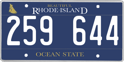 RI license plate 259644