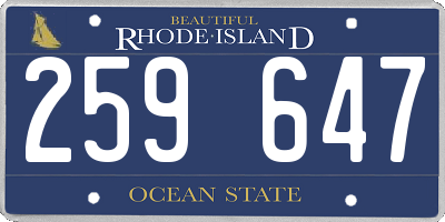 RI license plate 259647
