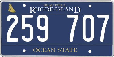 RI license plate 259707