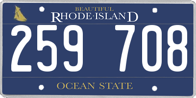 RI license plate 259708