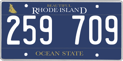 RI license plate 259709