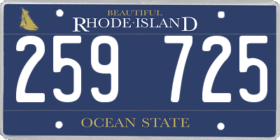 RI license plate 259725