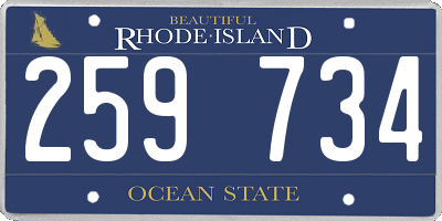 RI license plate 259734