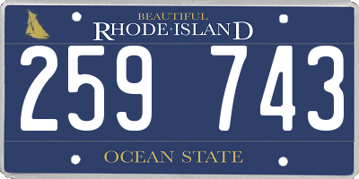 RI license plate 259743