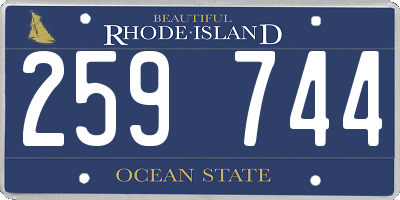 RI license plate 259744