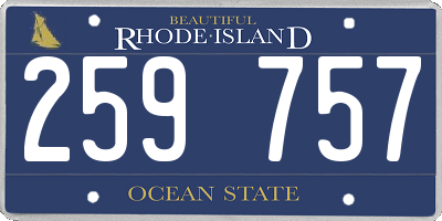 RI license plate 259757
