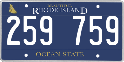 RI license plate 259759