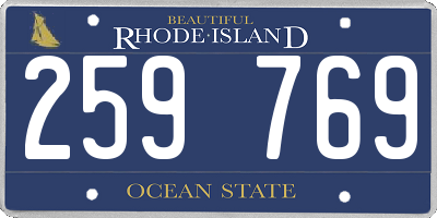 RI license plate 259769