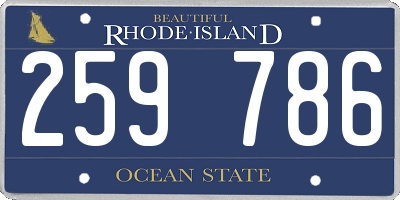 RI license plate 259786
