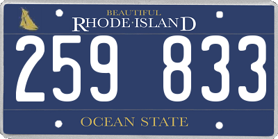 RI license plate 259833