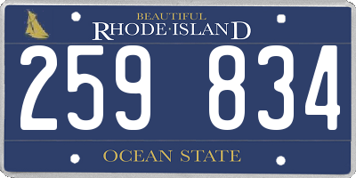 RI license plate 259834