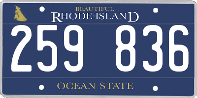 RI license plate 259836