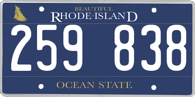 RI license plate 259838