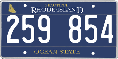 RI license plate 259854