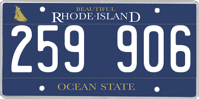 RI license plate 259906