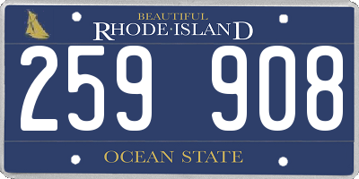 RI license plate 259908