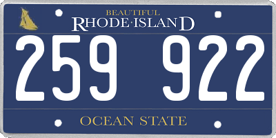 RI license plate 259922