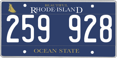 RI license plate 259928