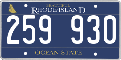 RI license plate 259930