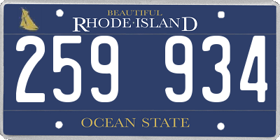 RI license plate 259934