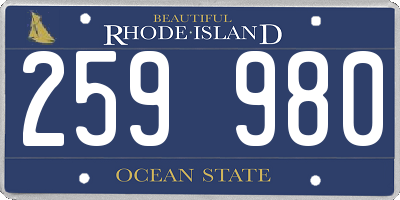 RI license plate 259980