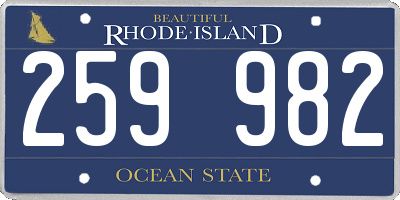 RI license plate 259982