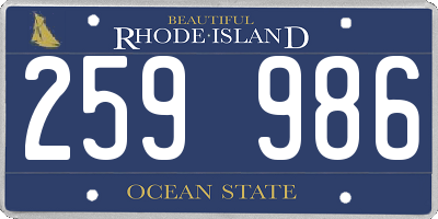 RI license plate 259986