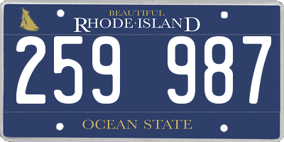 RI license plate 259987
