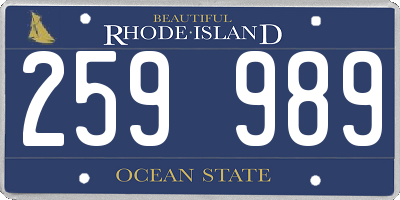 RI license plate 259989