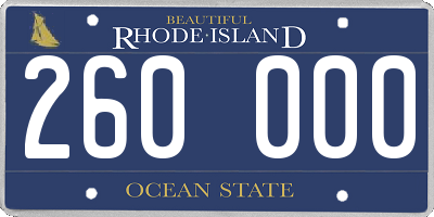 RI license plate 260000