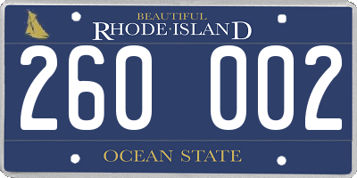 RI license plate 260002