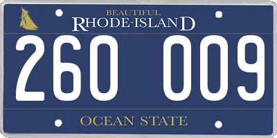 RI license plate 260009