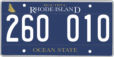 RI license plate 260010