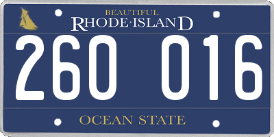 RI license plate 260016