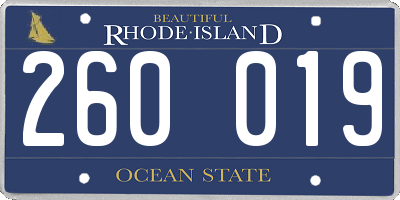 RI license plate 260019