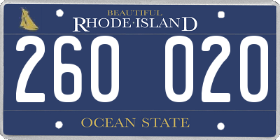 RI license plate 260020