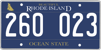 RI license plate 260023