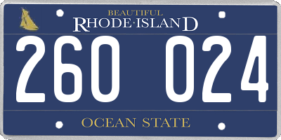 RI license plate 260024