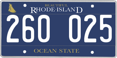 RI license plate 260025