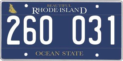 RI license plate 260031