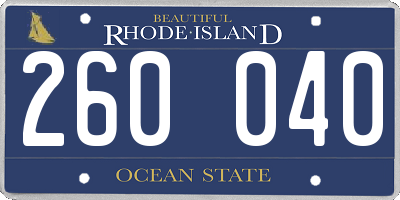 RI license plate 260040
